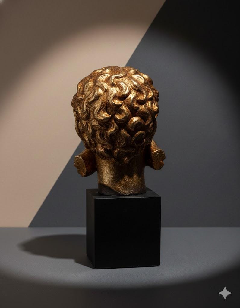 Golden Mouth-Covered Bust Sculpture - Artistic Modern Home Office Decor Printable 3D STL File - Image 3