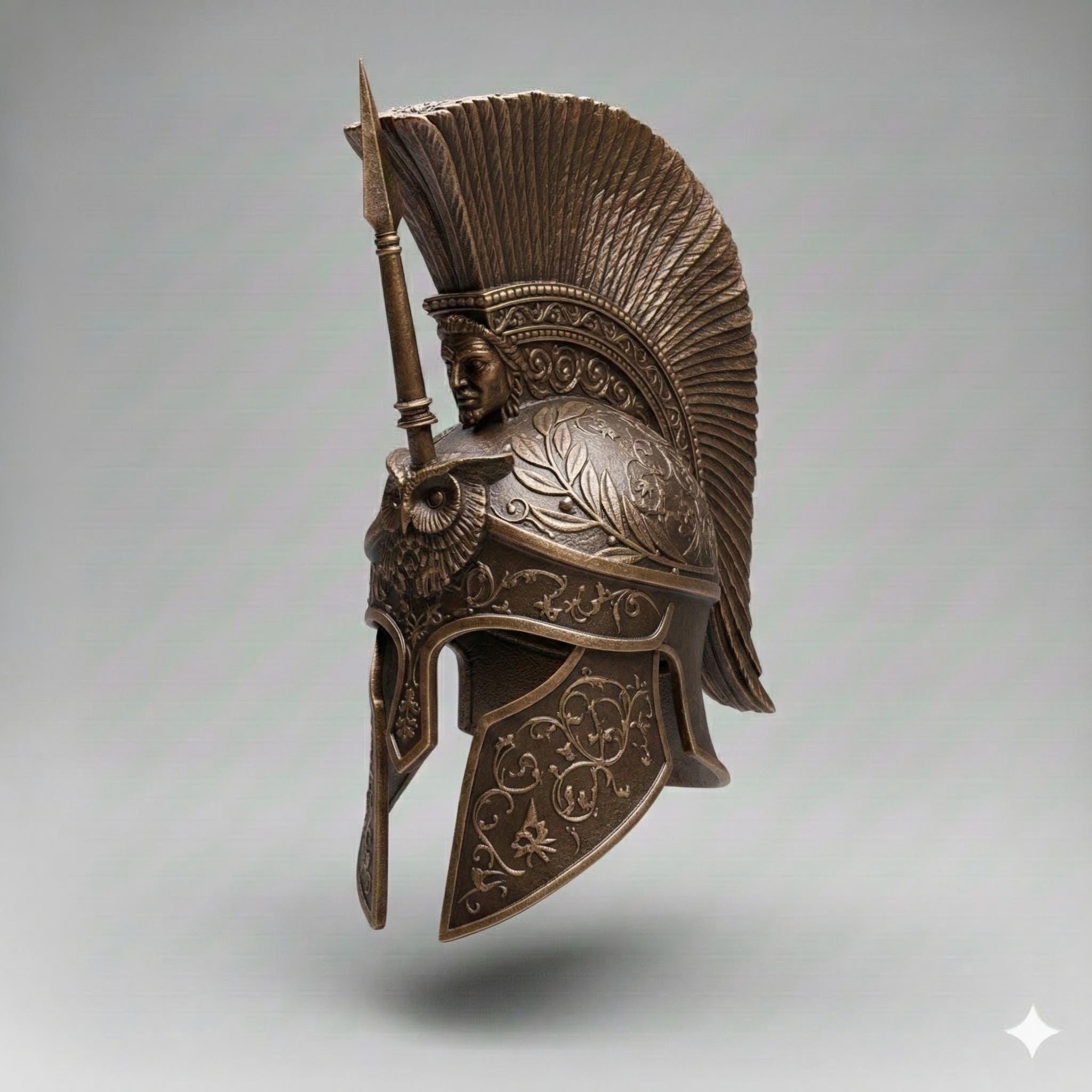 God Of Athens Greek Helmet Baroque Armory Mythology Cosplay 3D Printable Digital File - Image 2
