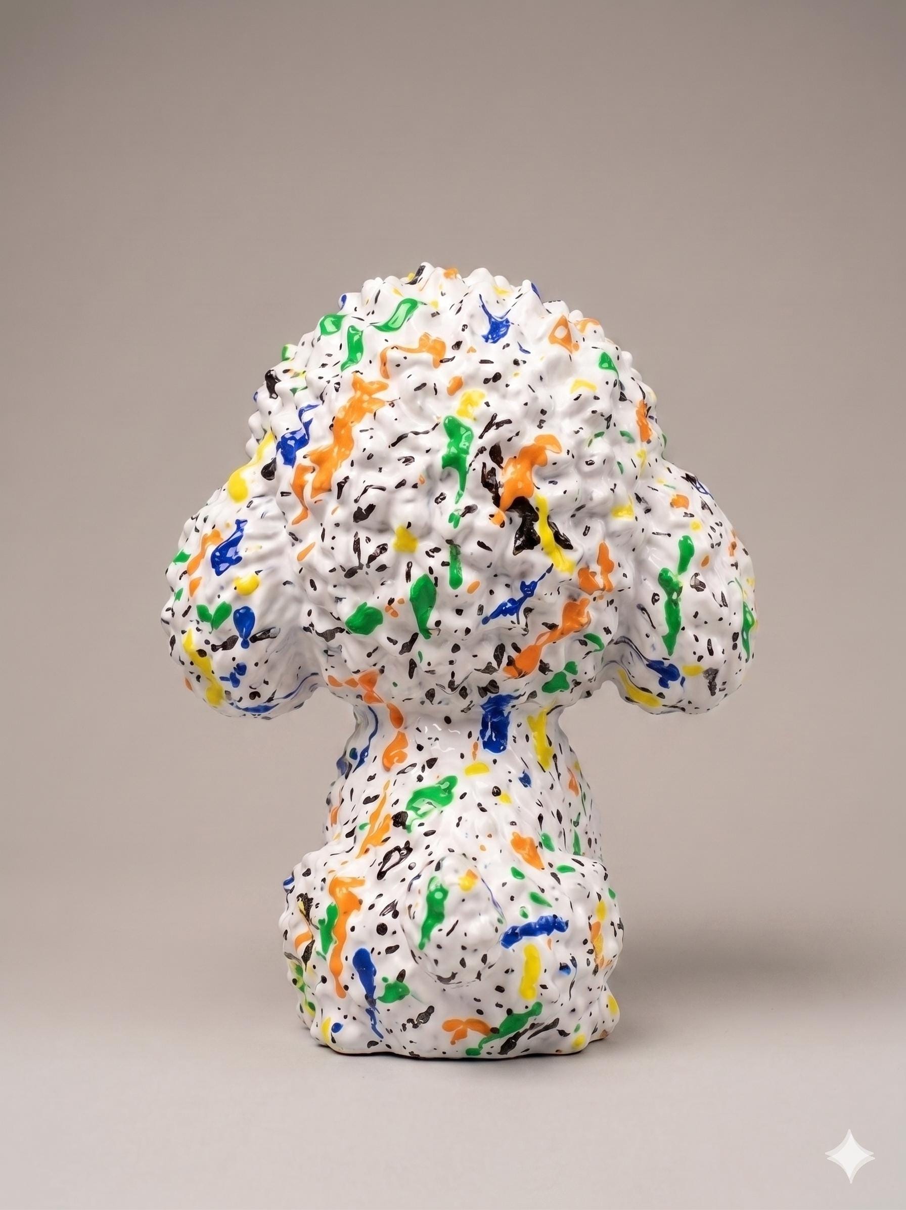 Pop Art Splatter Poodle Sculpture 3D Printed Canine Art Figure STL File - Image 2